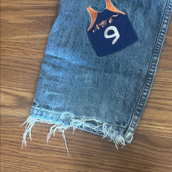 PACO Sport Baggy Basketball Jersey Patch Embroidered Denim Jeans kid 10 Vintage - Picture 11 of 12